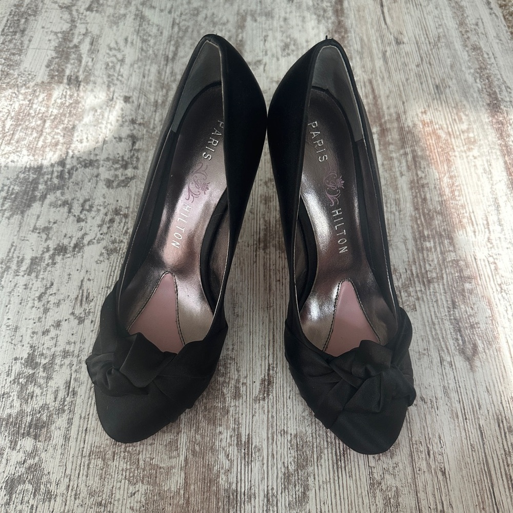 Paris Hilton Black Sparkle Heel Stilettos